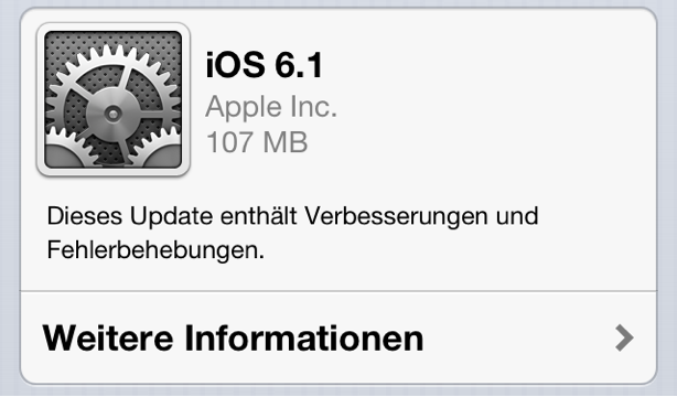 Apple veröffentlicht iOS 6.1