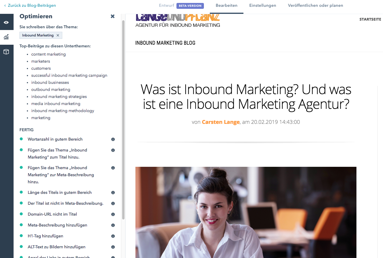 SEO Optimierung HubSpot