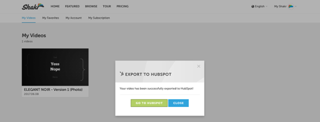 Shakr Video Export in HubSpot