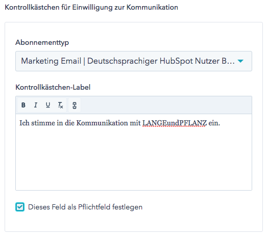 DSGVO Checkbox als Pflichtfeld