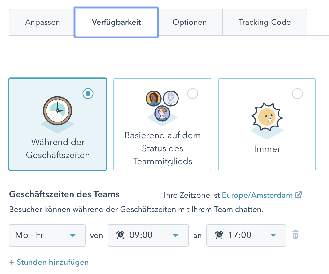 Verfügbarkeit einrichten