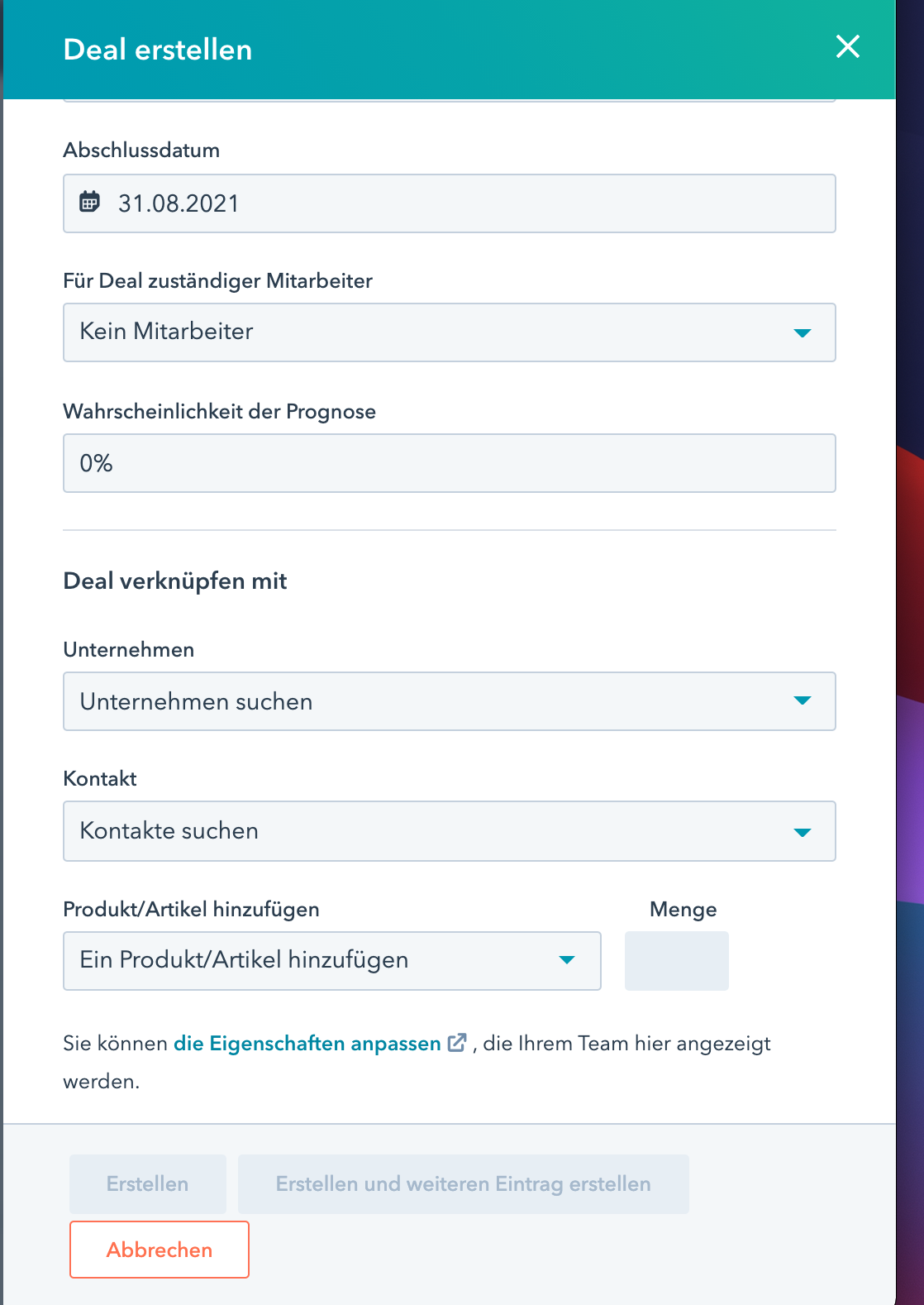 Deal-Eigenschaften