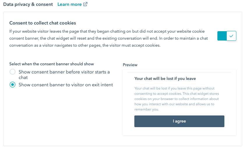Exit Intent Cookie Banner in Chatflows-2