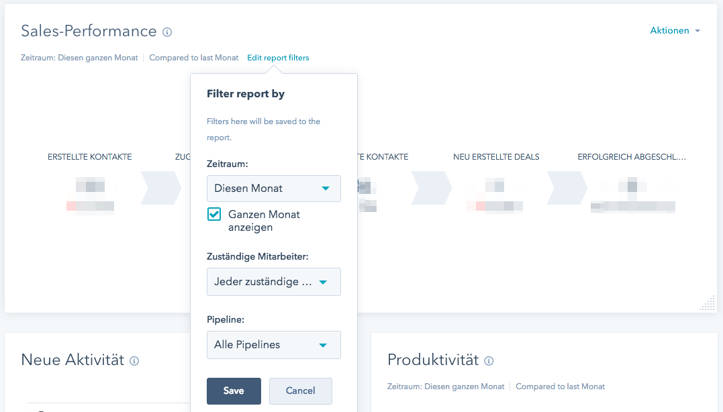 Sales-Performance Filter-Einstellung