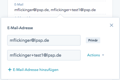 primäre und sekundäre E-Mail Adressen