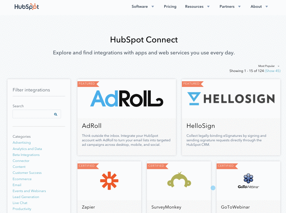 HubSpot Connect Kategorien