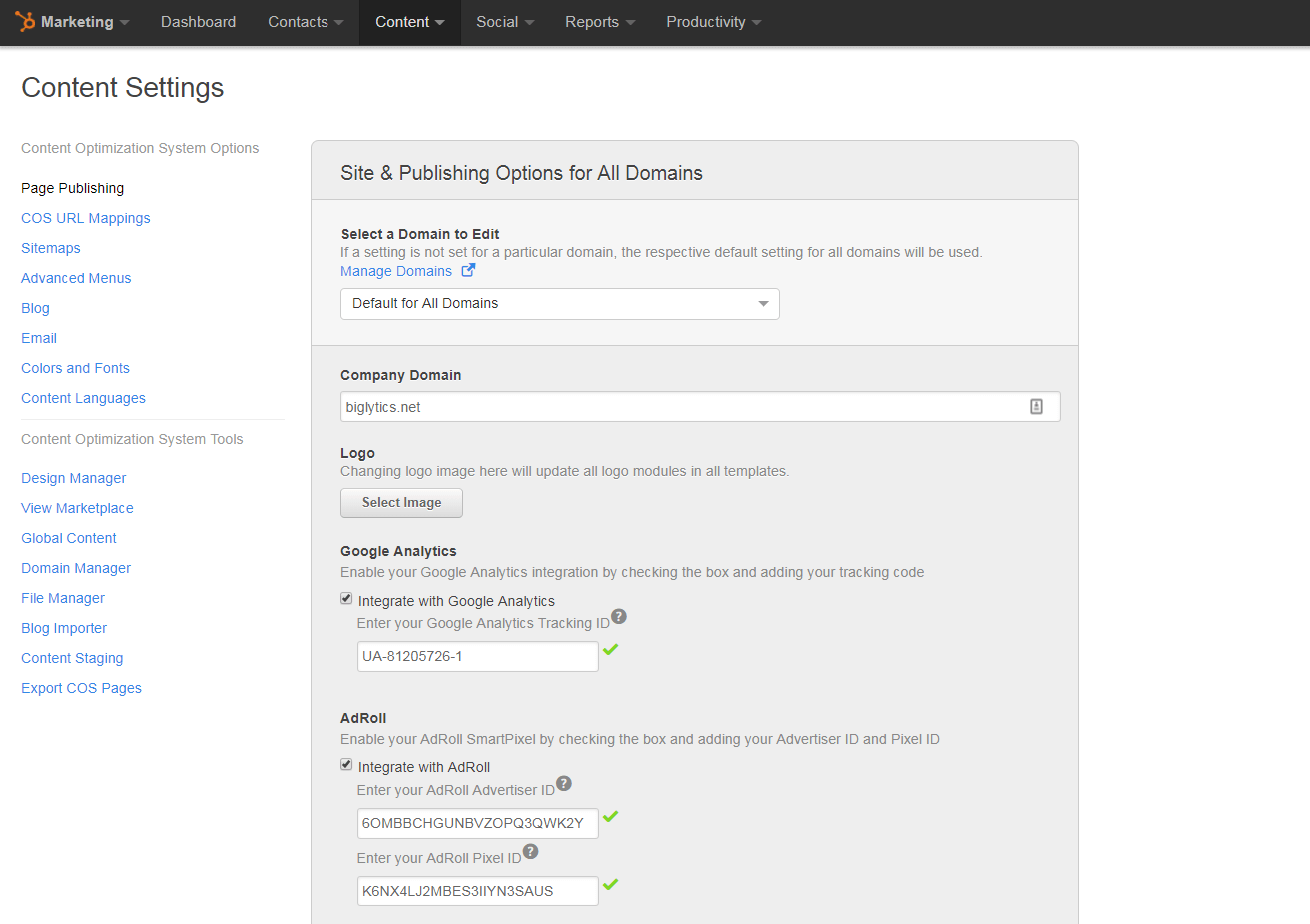 Content-Einstellungen altes Design
