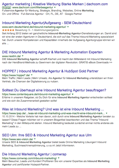 Google Suche Inbound Marketing Agentur