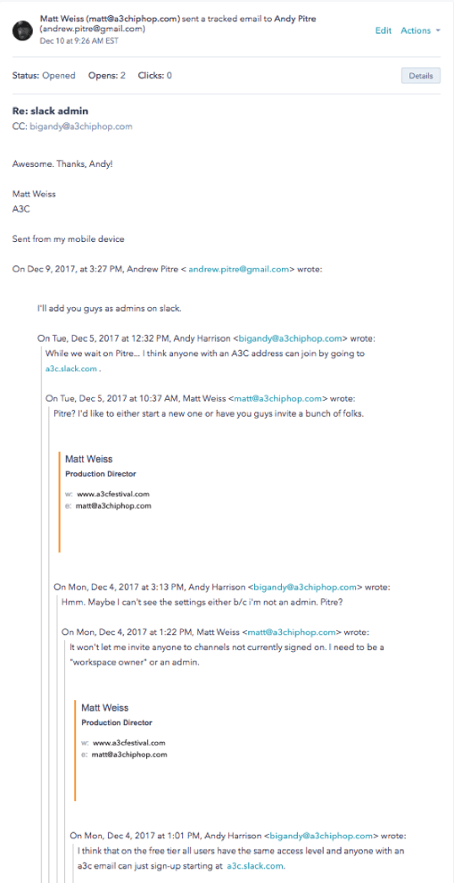 E-Mail Kette vorher