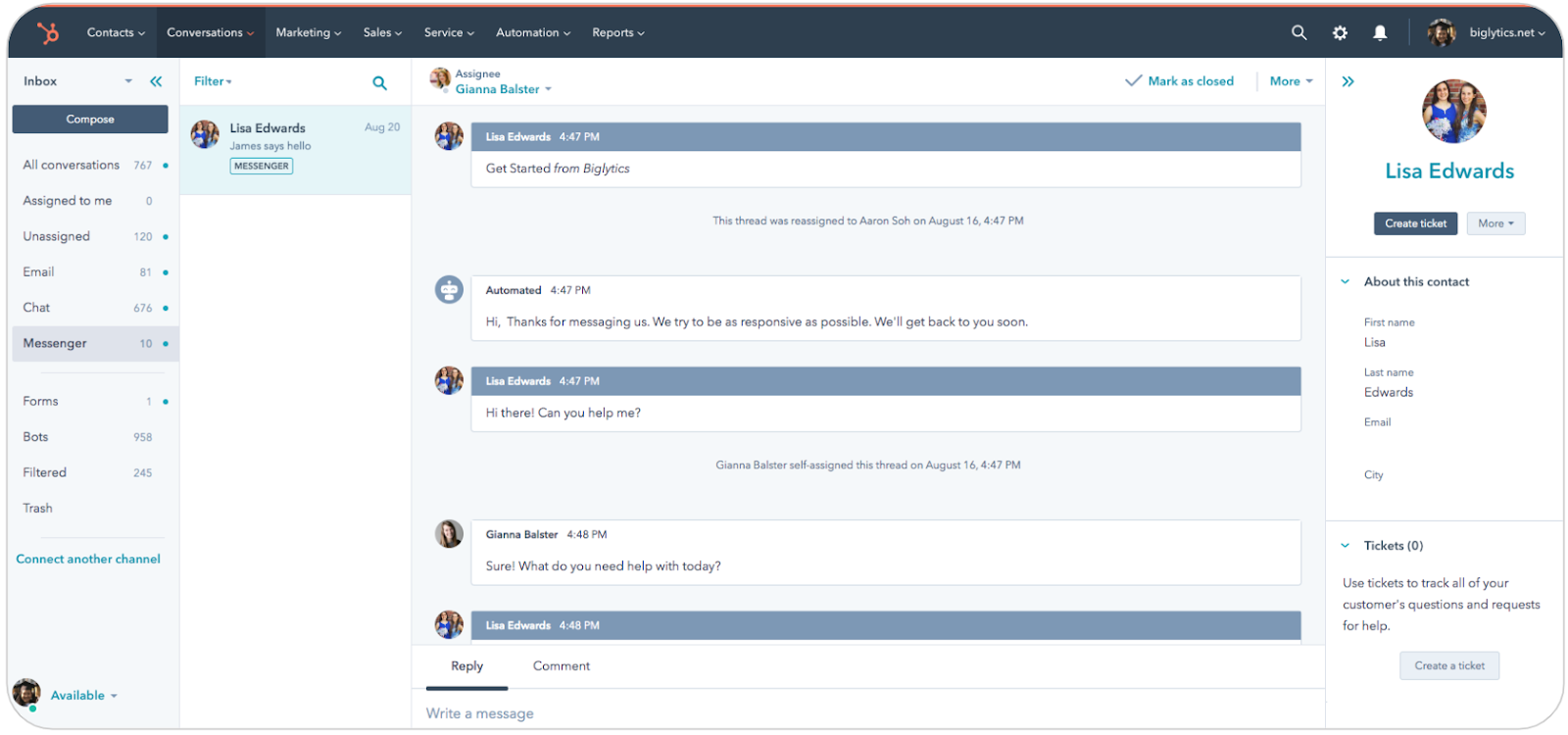 HubSpot Update Facebook Messenger