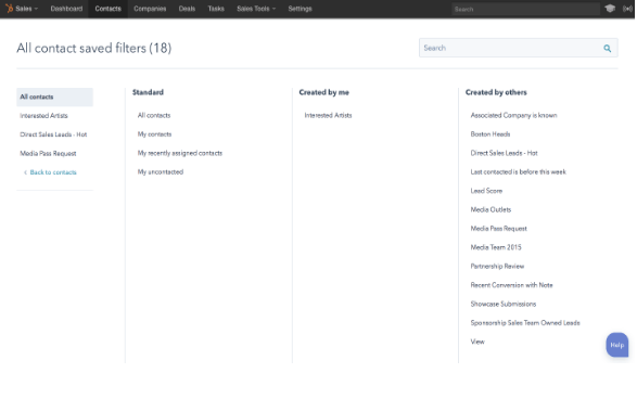 HubSpot Update Filtermöglichkeit CRM und HubSpot Marketing nachher