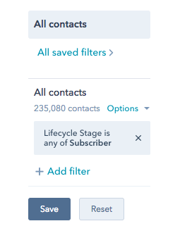 HubSpot Update Filtermöglichkeit CRM und HubSpot Marketing gespeicherte Filter