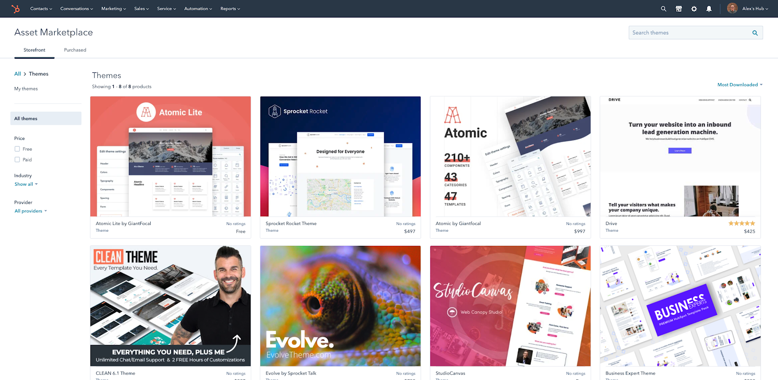 HubSpot Update: Kaufen Sie nach Themen auf dem Asset Marketplace ein