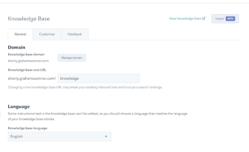 Knowledge Base Einstellungen
