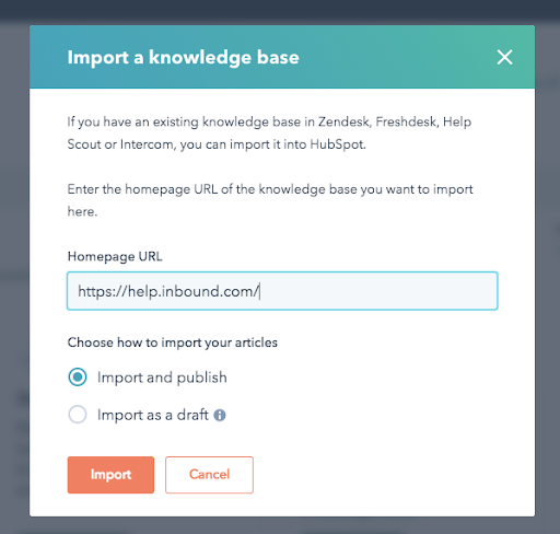 Import der Wissensdatenbank starten