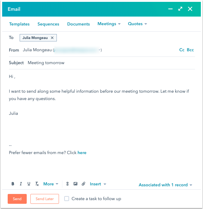 1:1 E-Mail HubSpot