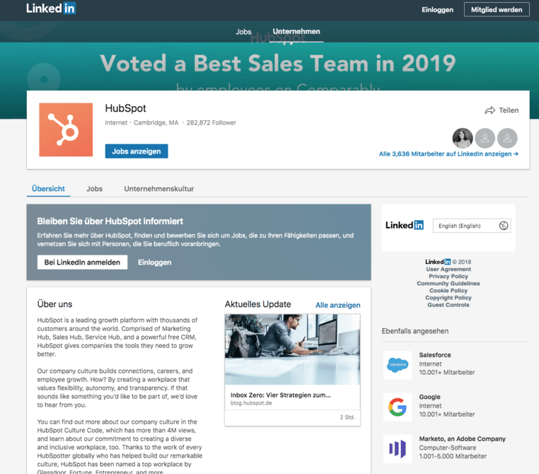 Bildschirmfoto Social Proof Beispiele LinkedIn