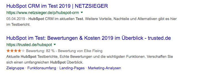 Bildschirmfoto Social Proof Beispiele Suche Trusted
