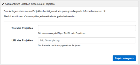 Monitoring Modul Projekt anlegen PageRangers