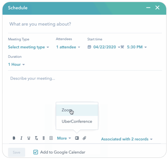 Videokonferenz Erweiterung HubSpot CRM