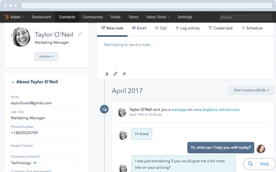 HubSpot Sales Pro_Messages_Chronik