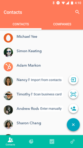 HubSpot Android App Benutzeroberfläche