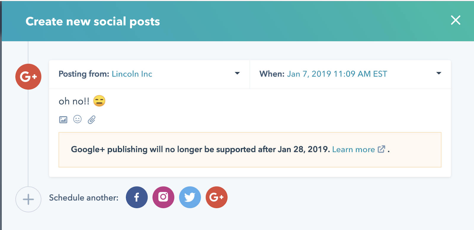HubSpot entfernt Google+ ab dem 28. Januar 2019