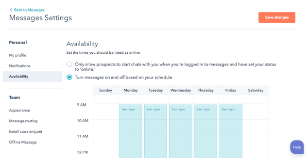 Einführung der kalenderbasierten Verfügbarkeit für HubSpot Messages