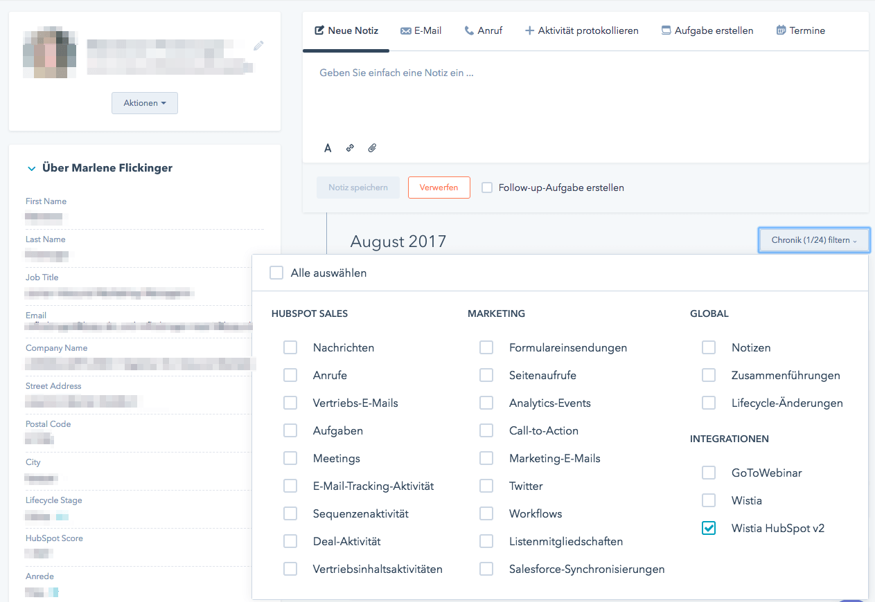 Wistia Daten jetzt auch in der Kontaktchronik – dank API Erweiterung!