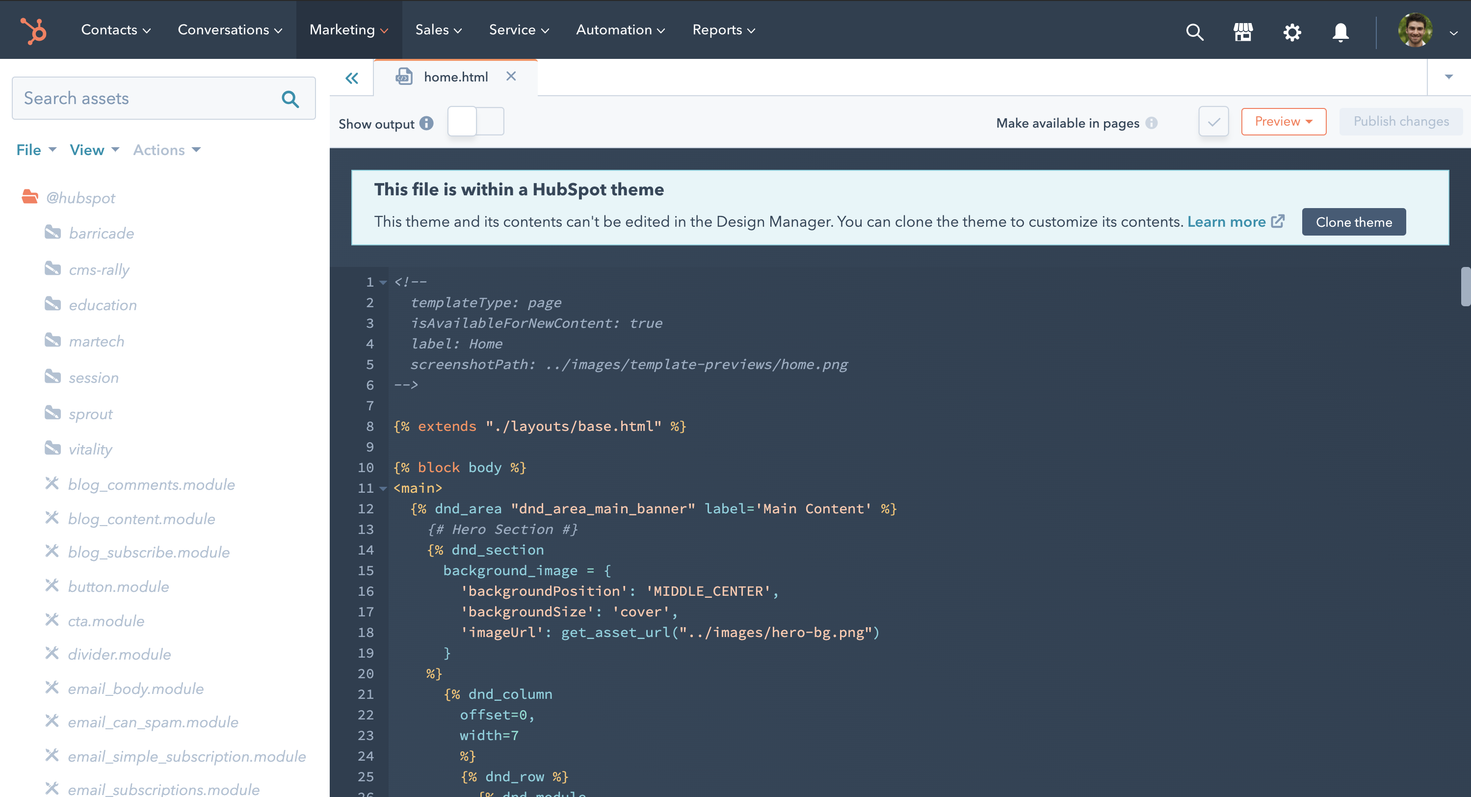 Zugriff auf Themen und Serverless-Funktionen im Design-Manager
